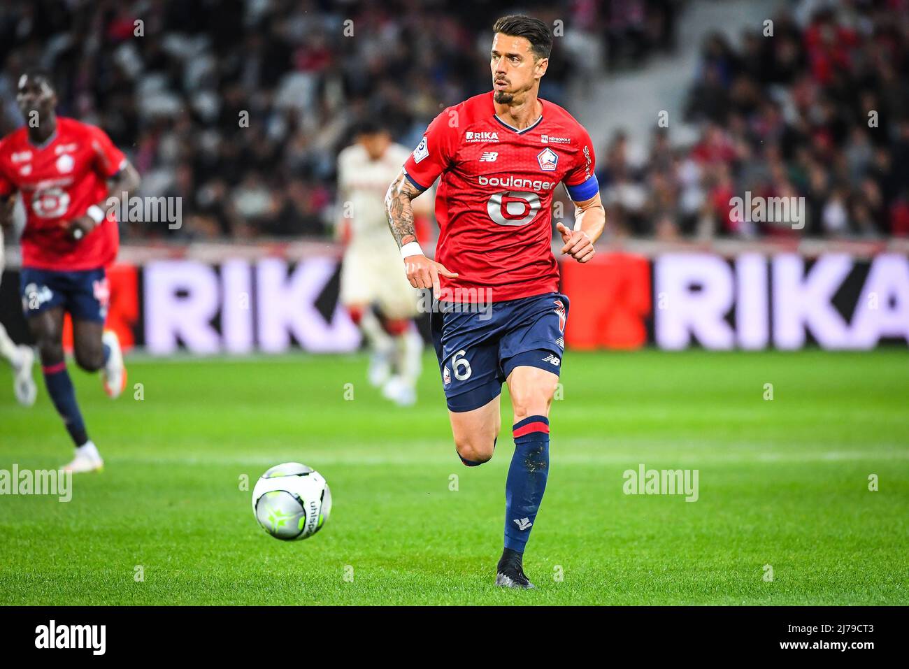 May 6, 2022, Villeneuve-d'Ascq near Lille, France: Jose FONTE of Lille  during the French championship Ligue 1 football match between LOSC Lille  and AS Monaco on May 6, 2022 at Pierre Mauroy