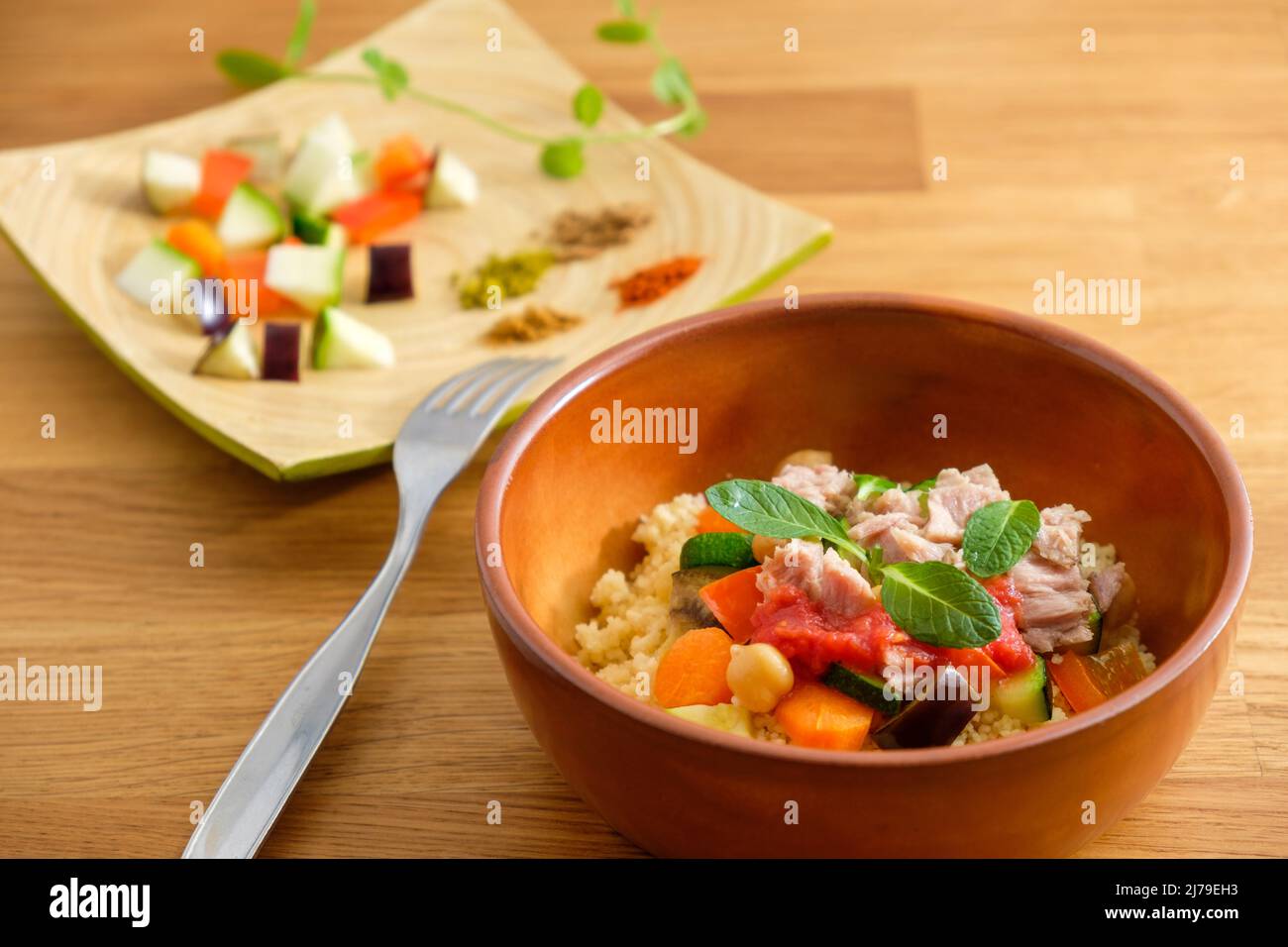 Traditional couscous with tuna and vegetables Stock Photo Alamy