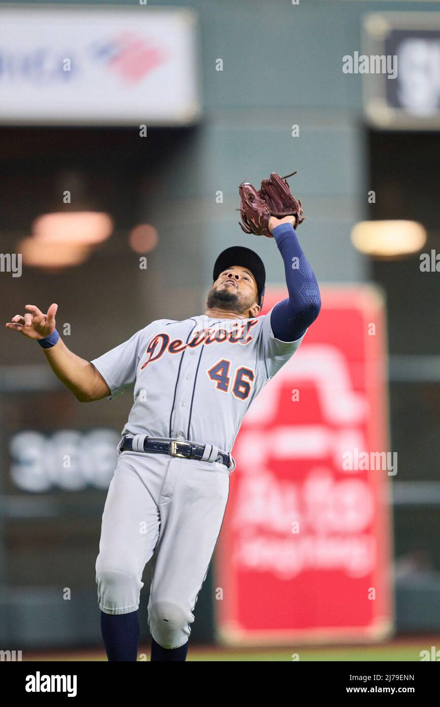 May 6 2022: Detroit thrid baseman Jeimer Candelario (30) makes a play during the game with Detroit Tigers and Houston Astros held at Minute Maid Park in Houston Tx. David Seelig/Cal Sport Medi Stock Photo