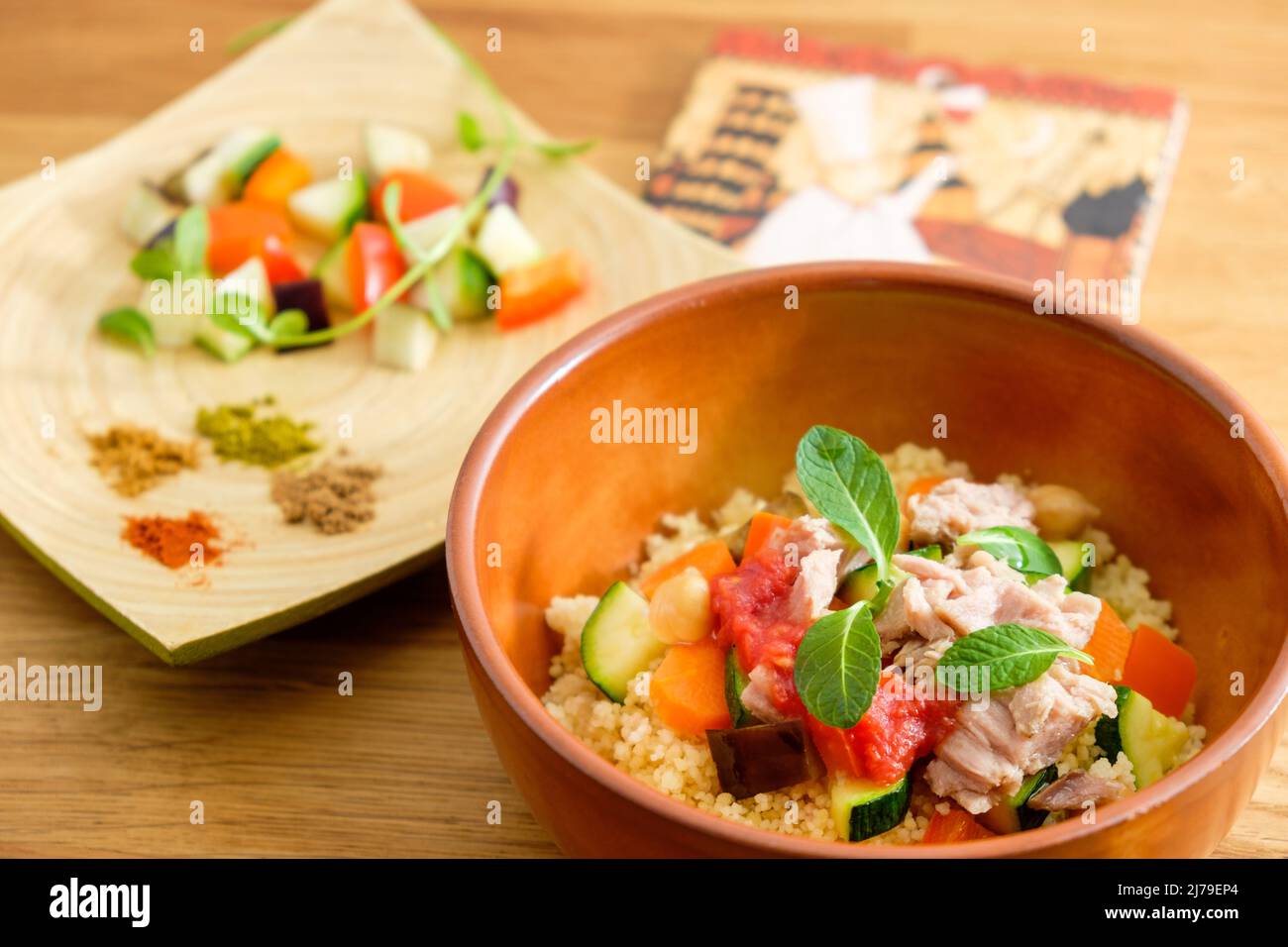 Traditional couscous with tuna and vegetables Stock Photo Alamy