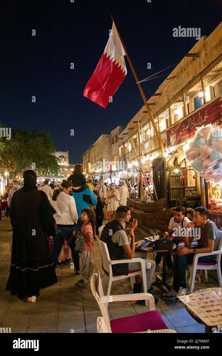 Nightlife at Souq Waqif in Doha, Qatar, Dec 04, 2021. © Peter Schatz