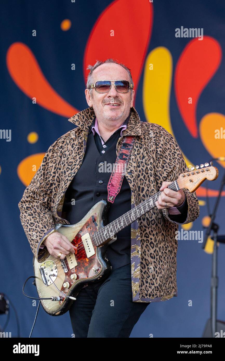 Elvis Costello during New Orleans Jazz & Heritage Festival on May 6