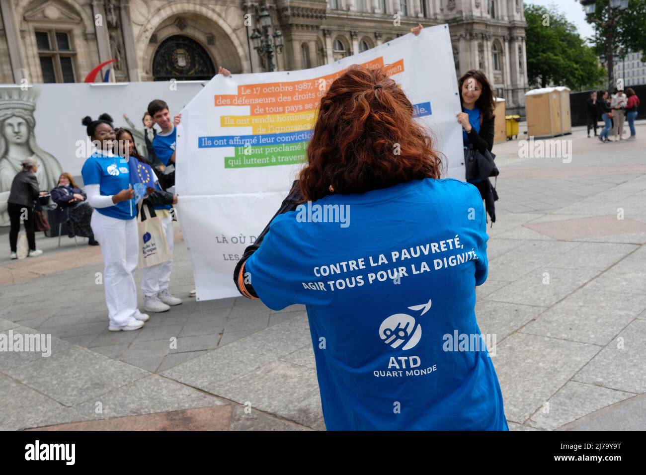 On Saturday 7 May, a Europe Day was organised on the square in front of the Paris City Hall, with stands for NGOs and a conference room Stock Photo