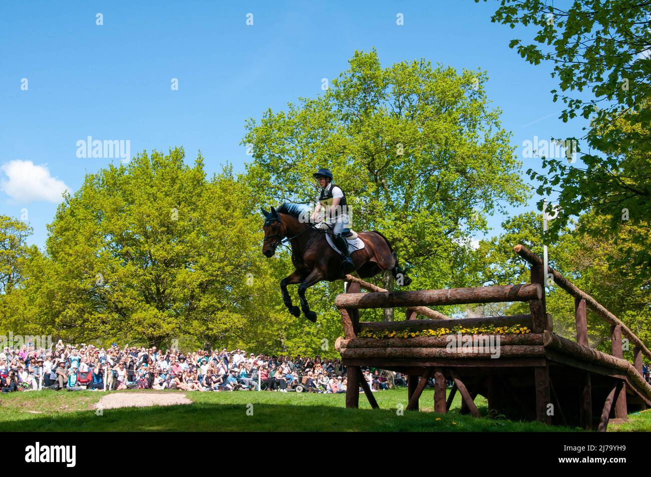 Badminton Horse Trials 2022, Gloucestershire, UK. 7th May 2022. Tom McEwen and Toledo De Kerser representing Great Britain during the Cross Country Phase on Day 3 of the 2022 Badminton Horse Trials presented by MARS at Badminton House near Bristol, Gloucestershire, England, United Kingdom. Jonathan Clarke / Alamy Live News Stock Photo