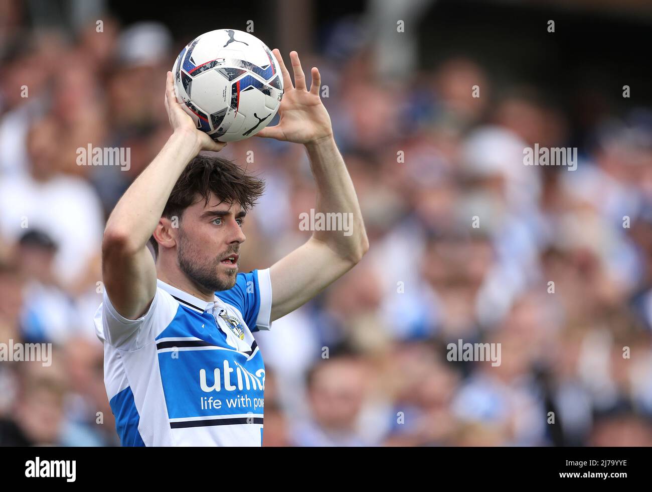 Bristol Rovers' Anthony Evans takes a throw-in during the Sky Bet League Two match at the Memorial Stadium, Bristol. Picture date: Saturday May 7, 2022. Stock Photo