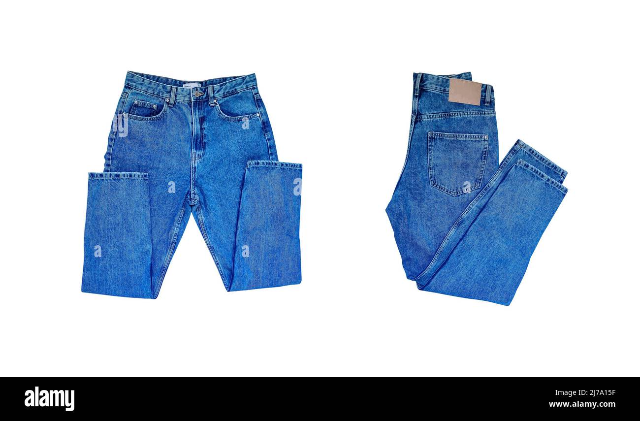 Blue Denim Jeans isolated on white background Stock Photo Alamy