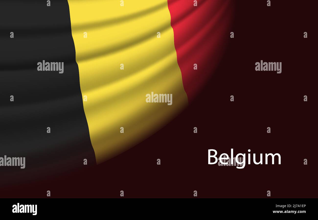 Wave flag of Belgium on dark background. Banner or ribbon vector ...