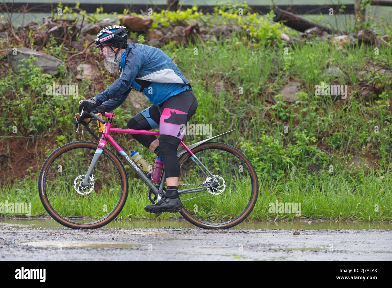 May 7, 2022: Gravel Grinder National Championships raced today in Western Loudoun. Riders were faced with epic weather in the form of rain, wind and c Stock Photo