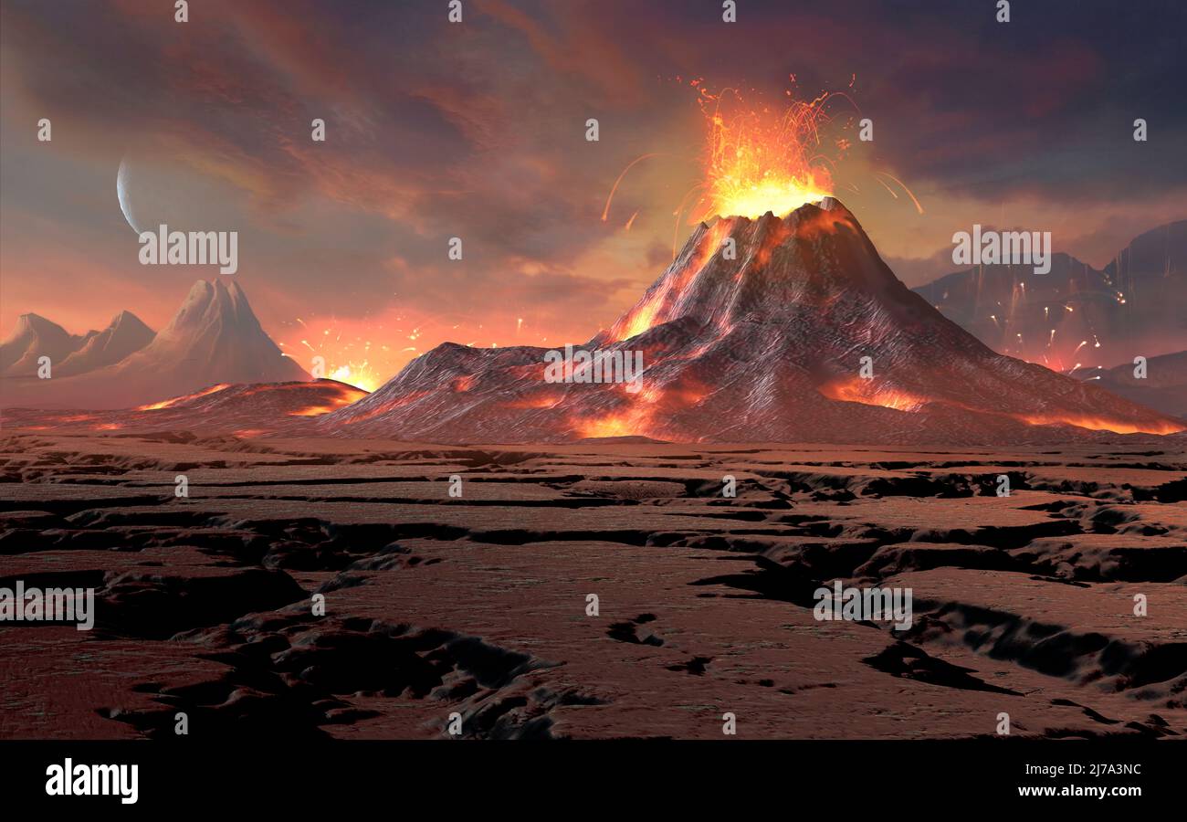 Surface of early Earth, illustration Stock Photo