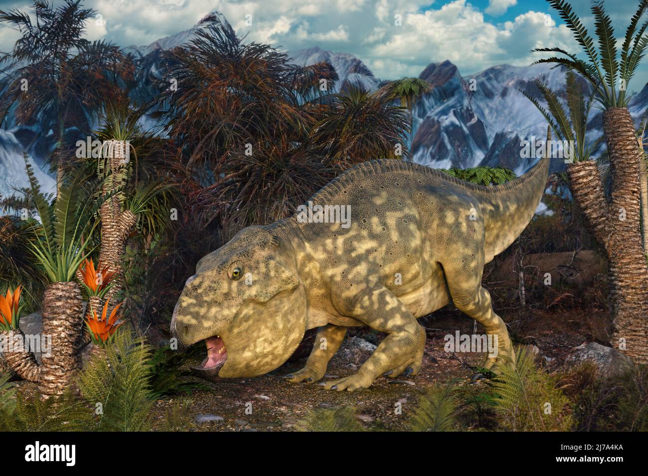 Udanoceratops dinosaur, illustration Stock Photo