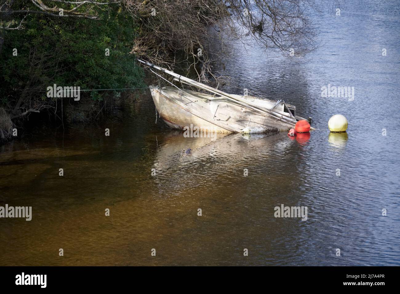 Old boat derelict on shore at Loch Lomond Stock Photo Alamy