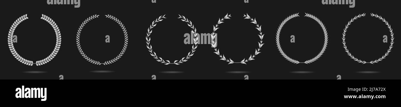 Silver laurel wreath label set Stock Vector Image & Art - Alamy