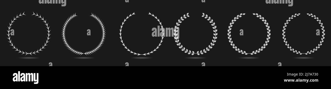 Silver laurel wreath label set Stock Vector Image & Art - Alamy