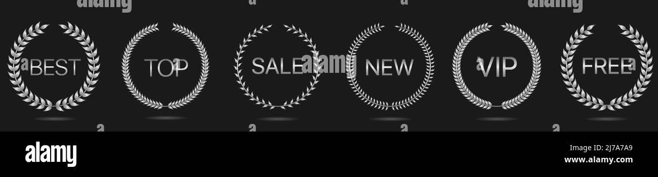 Best offer silver laurel wreath label set Stock Vector Image & Art - Alamy