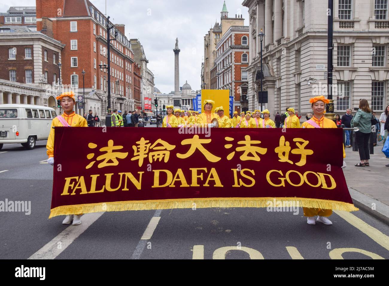 Falun Gong or Falun Dafa practitioners march in the Veterans Day Parade in  New York city Stock Photo - Alamy