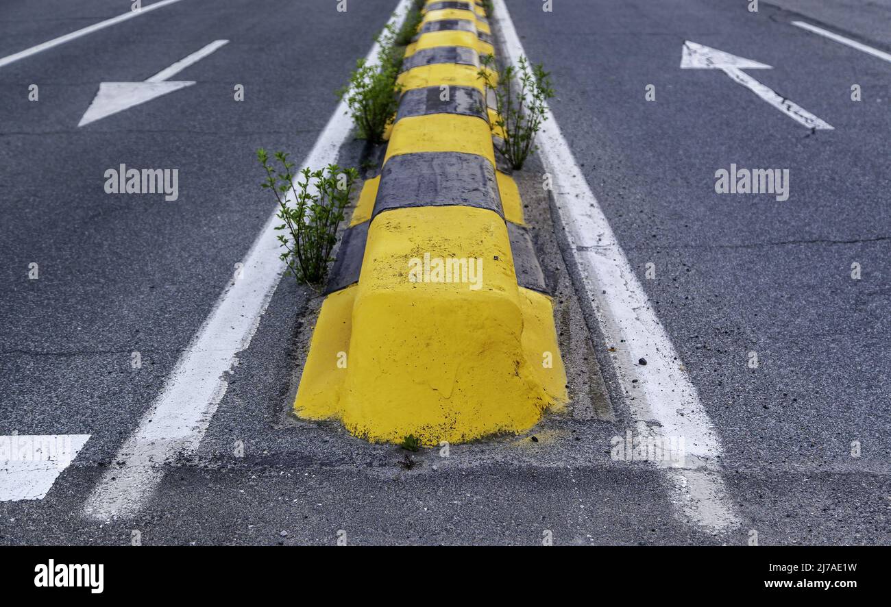 Highway with two lanes, circulation and vehicle, transportation Stock Photo
