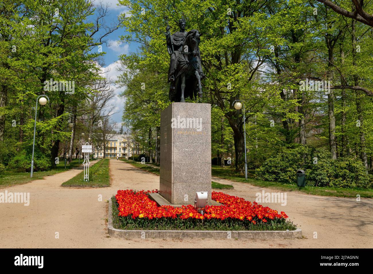 Statue in the central park of small west Bohemian spa town Frantiskovy Lazne (Franzensbad) - Czech Republic Stock Photo