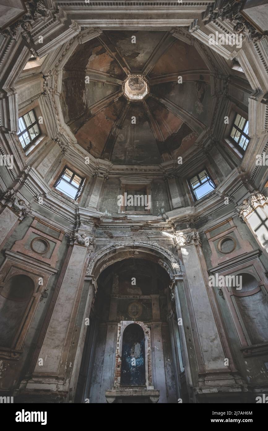 View of the abandoned Chiesa della Madonna delle Vigne church. Trino Vercellese, Vercelli district, Piedmont, Italy. Stock Photo