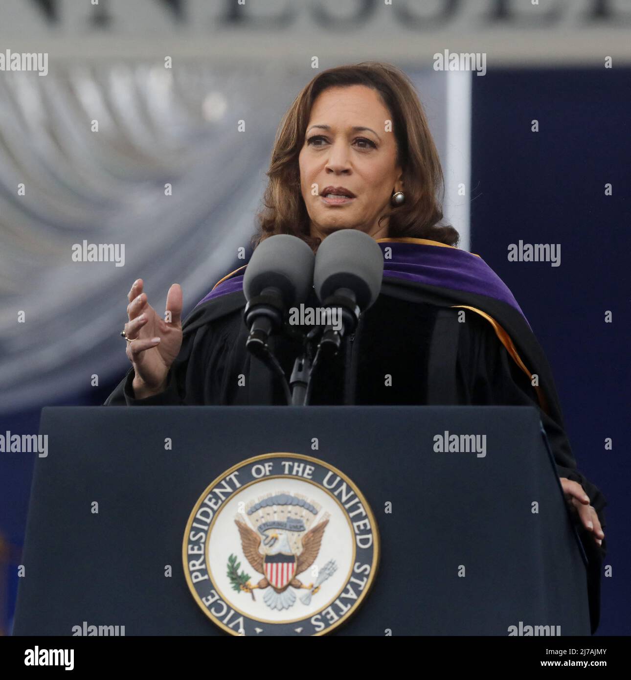 Vice President Kamala Harris delivers the commencement address at