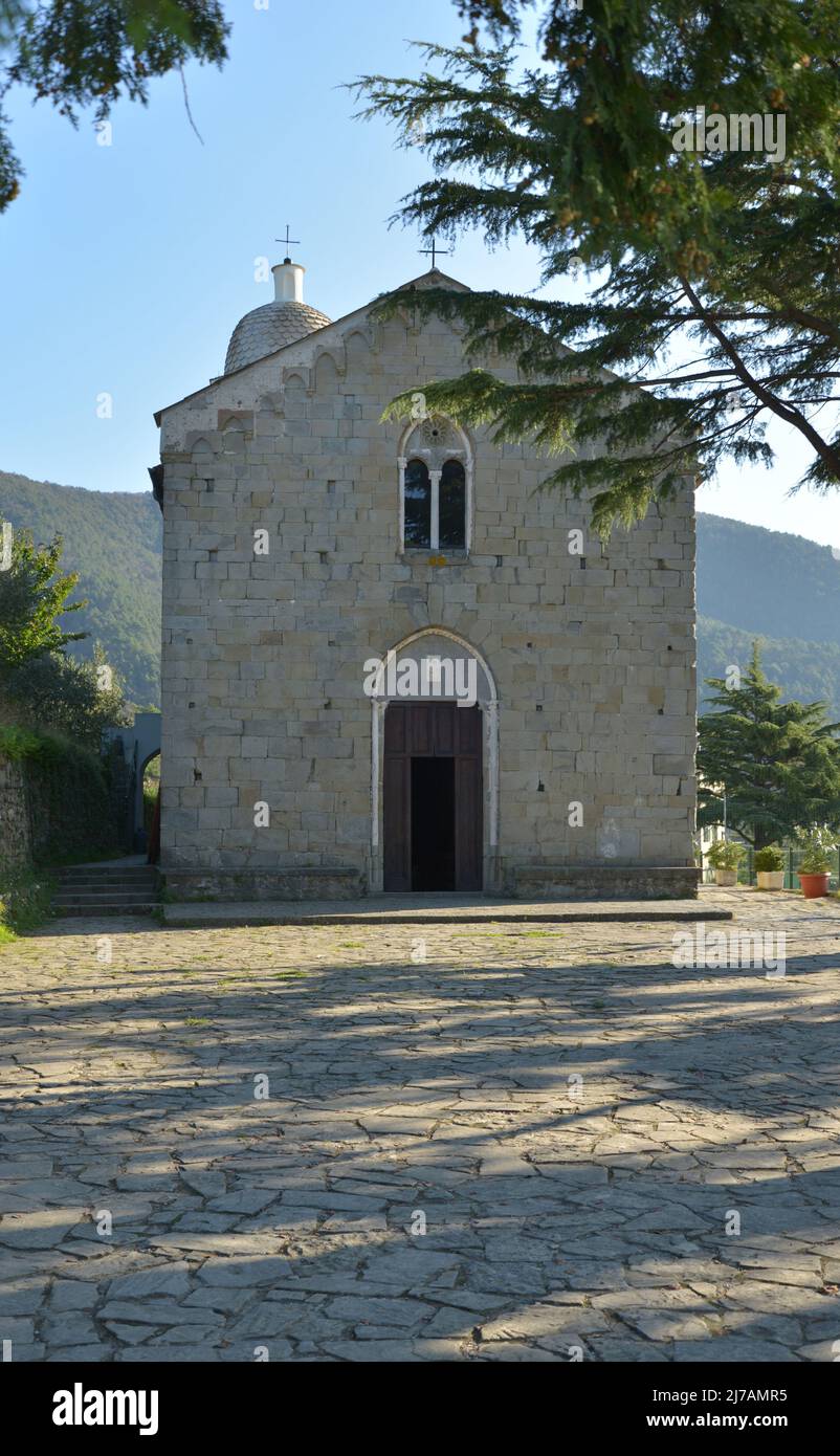 Church of Volastra one of the five villages of the five land in Liguria Italy in the Gulf of Poets Stock Photo