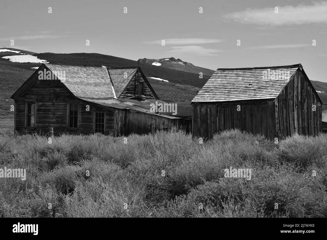 Black and white monochrome at Bodie State Historical Park in California ...