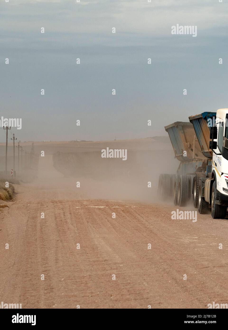 Overberg region, Western Cape, South Africa. 2022. Dirt road and dust