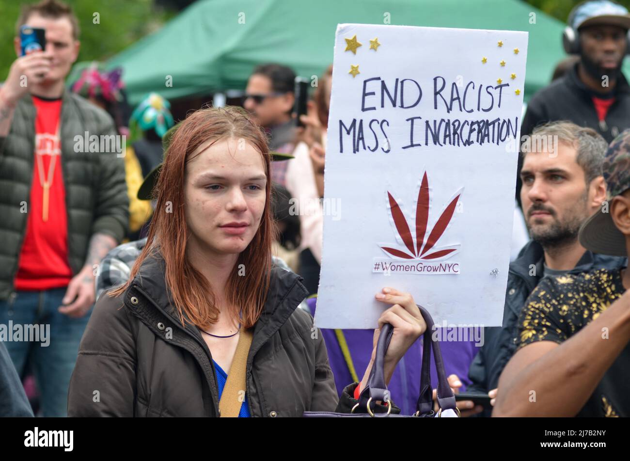 Hundreds gathered at Union Square in New York City for the annual Cannabis Parade to promote, educate and advocate cannabis culture through various ty Stock Photo