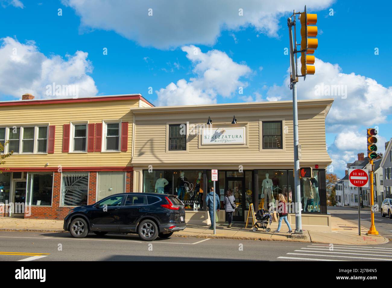 Historic commercial building at 1 Main Street in historic town center