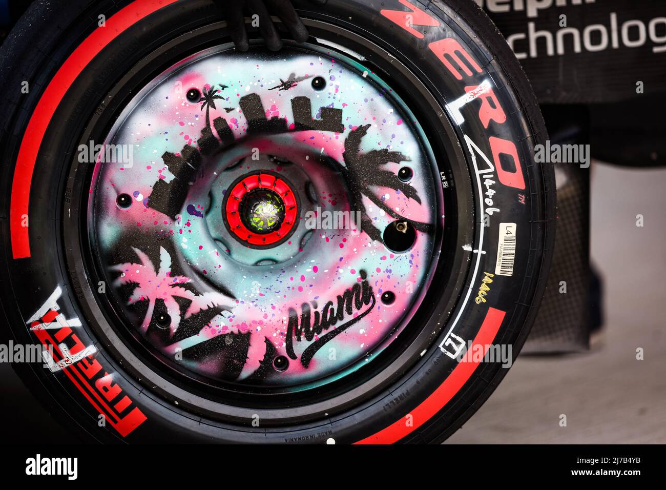 Alpine F1 Team A522, mechanical detail of art wheel cover during the  Formula 1 Crypto.com Miami Grand Prix 2022, 5th round of the 2022 FIA  Formula One World Championship, on the Miami