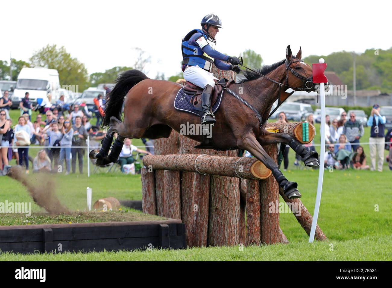 BADMINTON, UK, MAY 7THCedric Lyard riding Unum deÕOr during the Cross Country Event at Badminton Horse Trials, Badminton House, Badminton on Saturday 7th May 2022