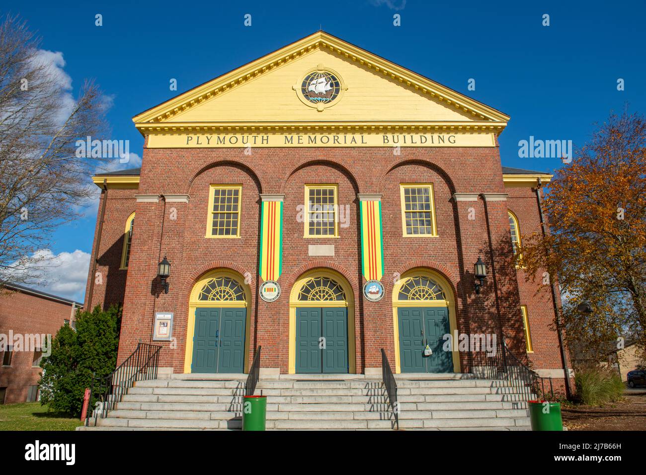 Plymouth Memorial Hall at 83 Court Street in historic town center of Plymouth Massachusetts MA Plymouth Memorial Hall at 83 Court Street in historic town center of Plymouth Massachusetts MA