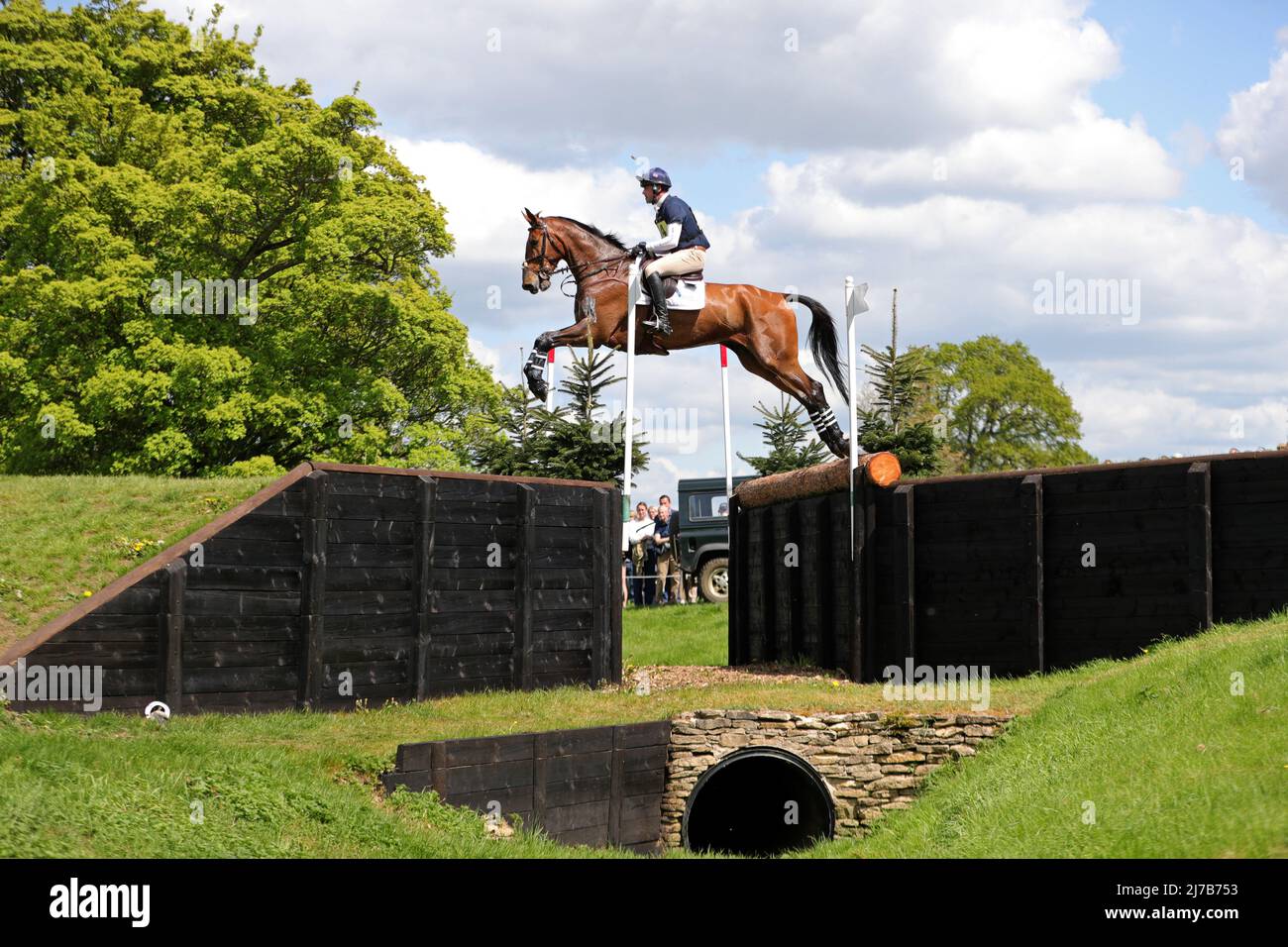BADMINTON, UK, MAY 7TH James Rushbrooke riding Michem Eclipse during the Cross Country Event at Badminton Horse Trials, Badminton House, Badminton on Saturday 7th May 2022