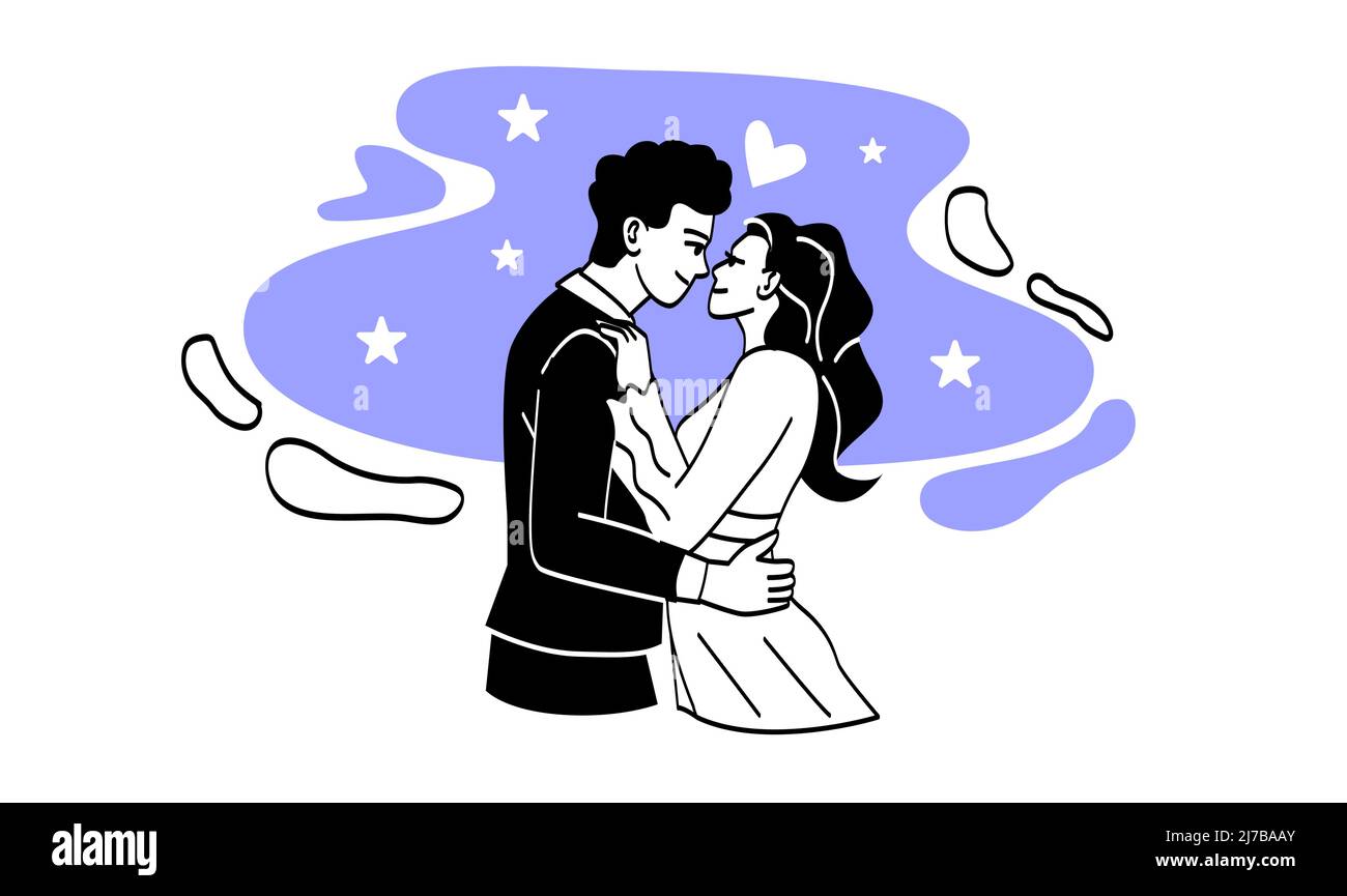 Romantic Kissing Couple Drawing Stock Vector Image & Art - Alamy