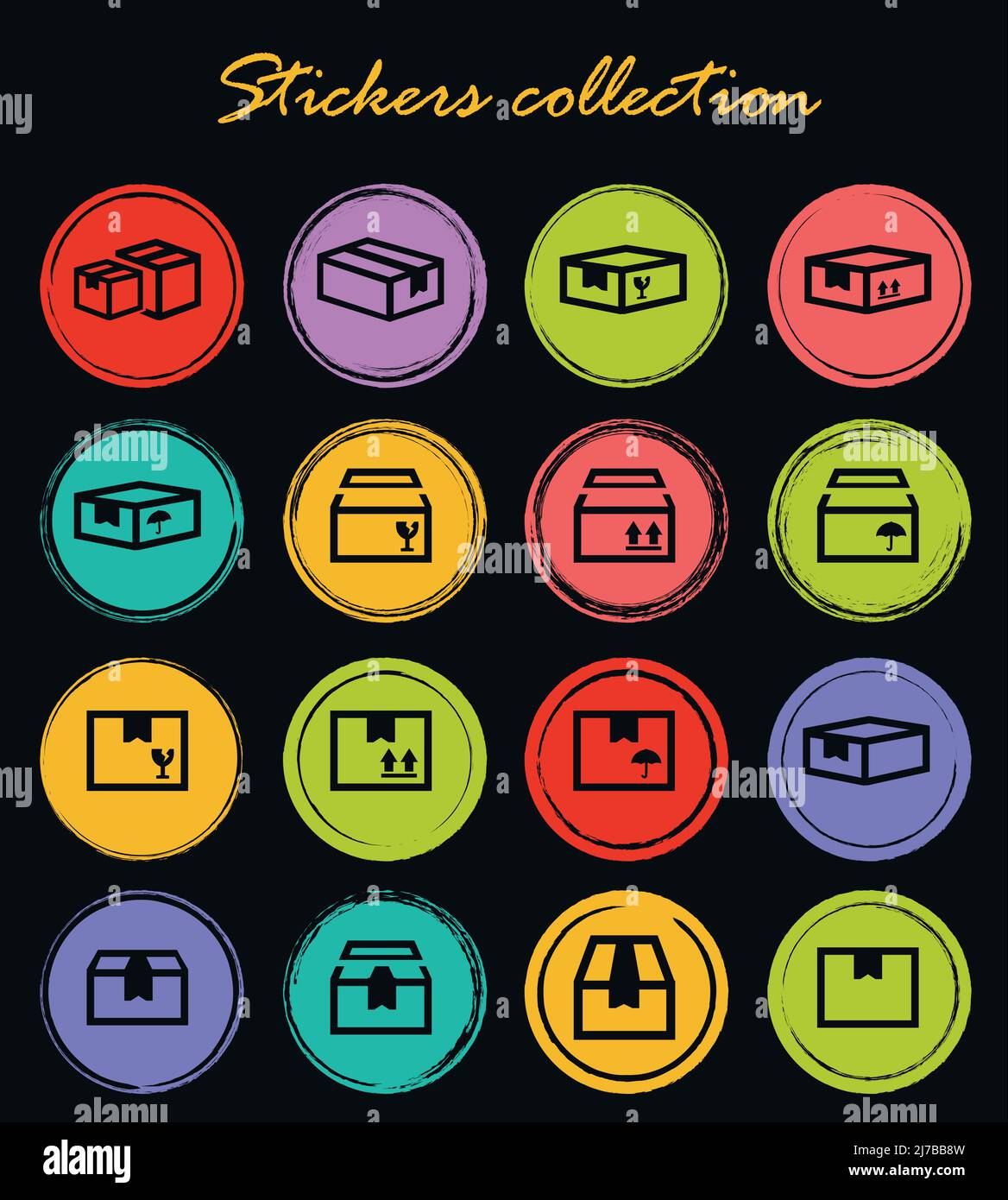 Simple set of box and crates related vector icons for your design Stock ...