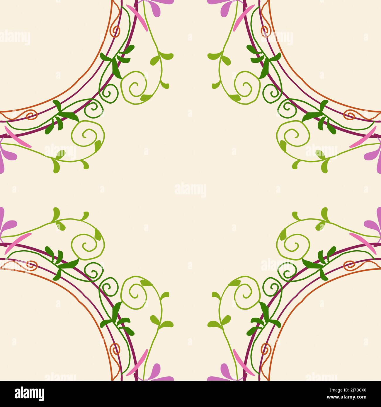 Entwine Pattern Hand drawn circular frame with entwined vines. Inked illustration on ...