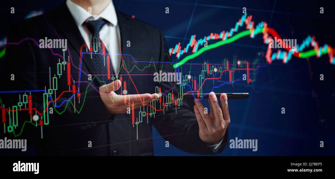 Stock market, Business growth, progress or success concept. Businessman ...