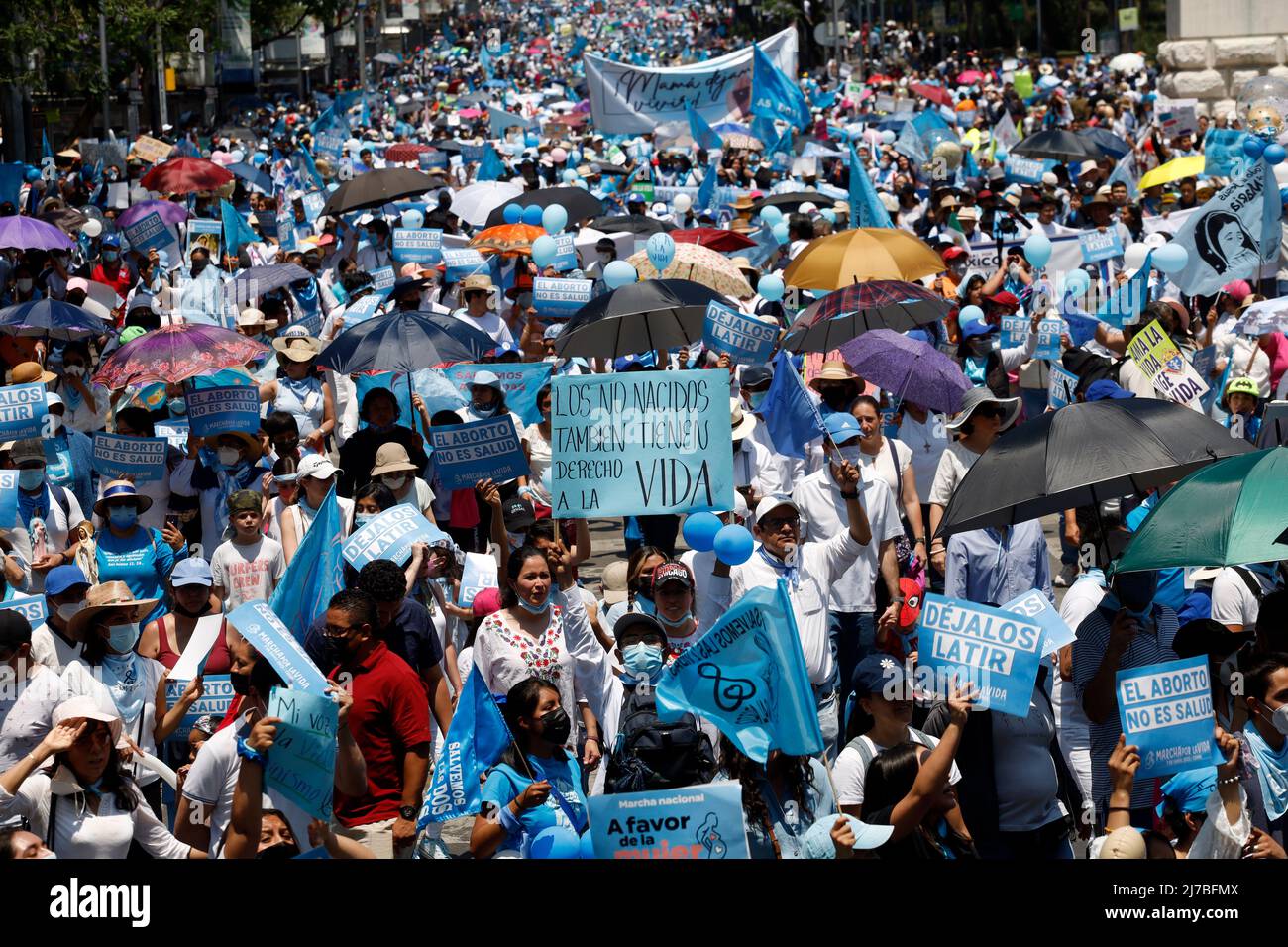 May 7, 2022, Mexico City, Mexico City, Mexico: Members of the Pro Life Movement protest against the Supreme Court of Justice of the Nation of Mexico, to demand repeal of abortion; demand that life be protected from conception and guarantee conscientious objection for health personnel. On May 7, 2022 In Mexico City, Mexico. (Credit Image: © Luis Barron/eyepix via ZUMA Press Wire) Stock Photo