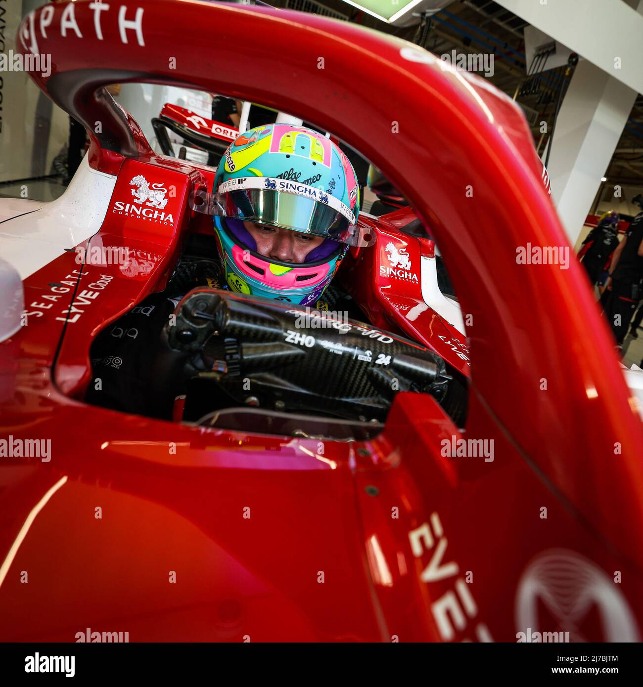 ZHOU Guanyu (chi), Alfa Romeo F1 Team ORLEN C42, portrait garage, box,  during the Formula 1 Crypto.com Miami Grand Prix 2022, 5th round of the  2022 FIA Formula One World Championship, on