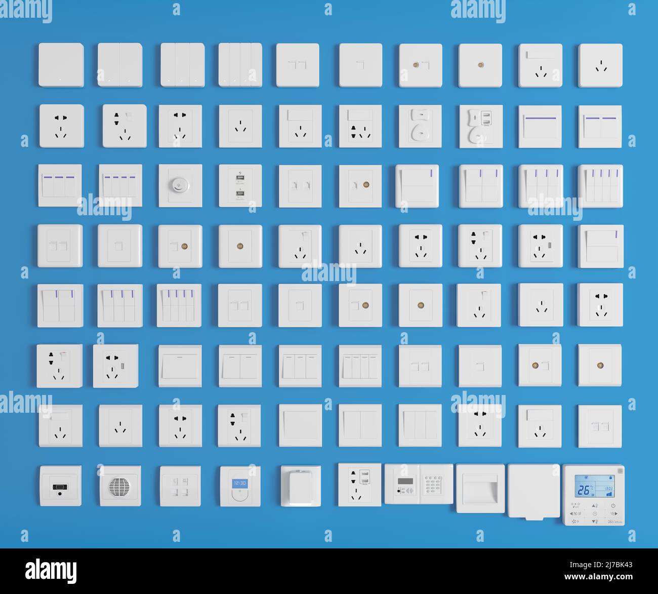 Various styles of switch panels, 3D rendering Stock Photo Alamy