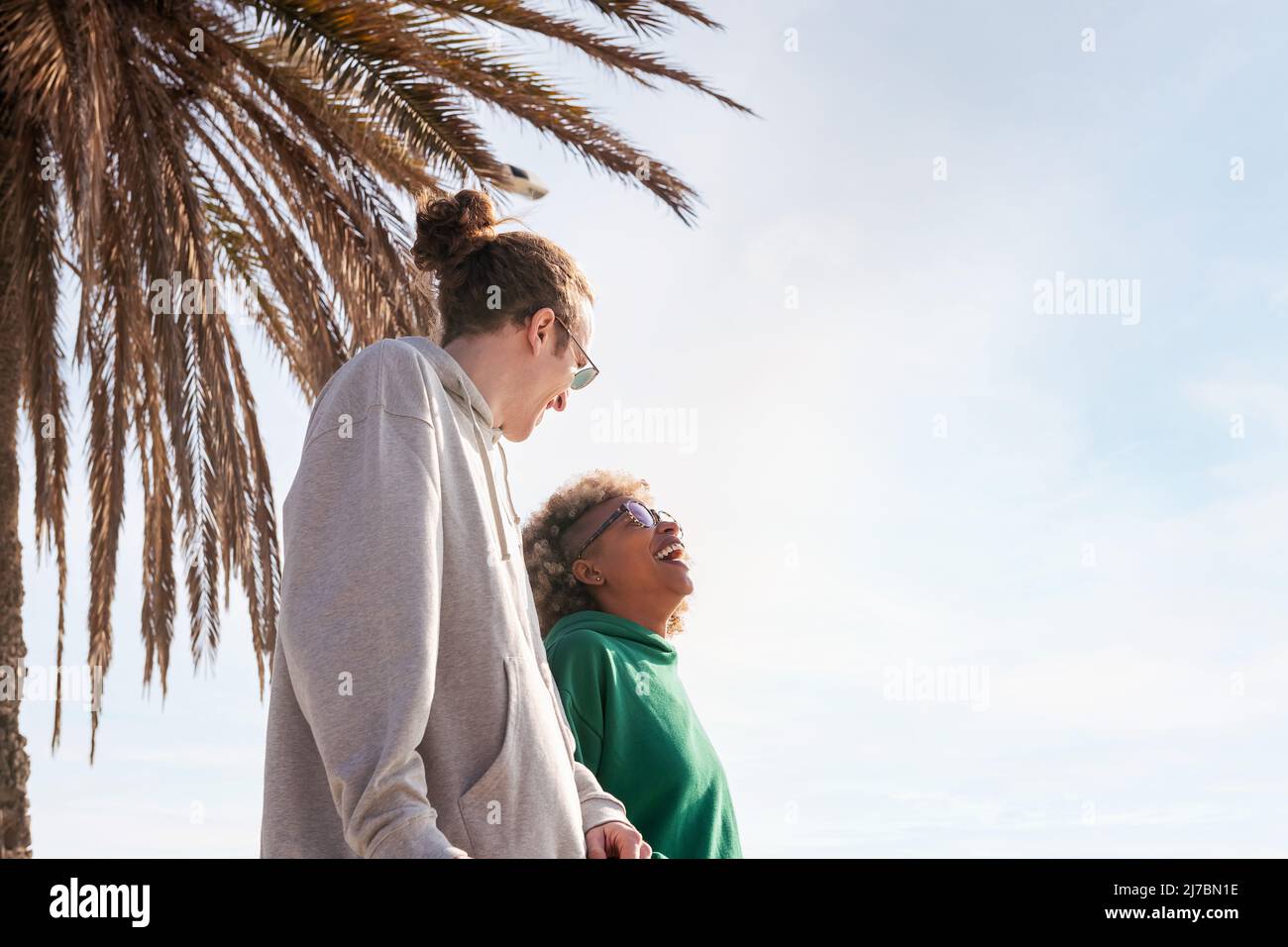couple laughing and having a fun strolling Stock Photo