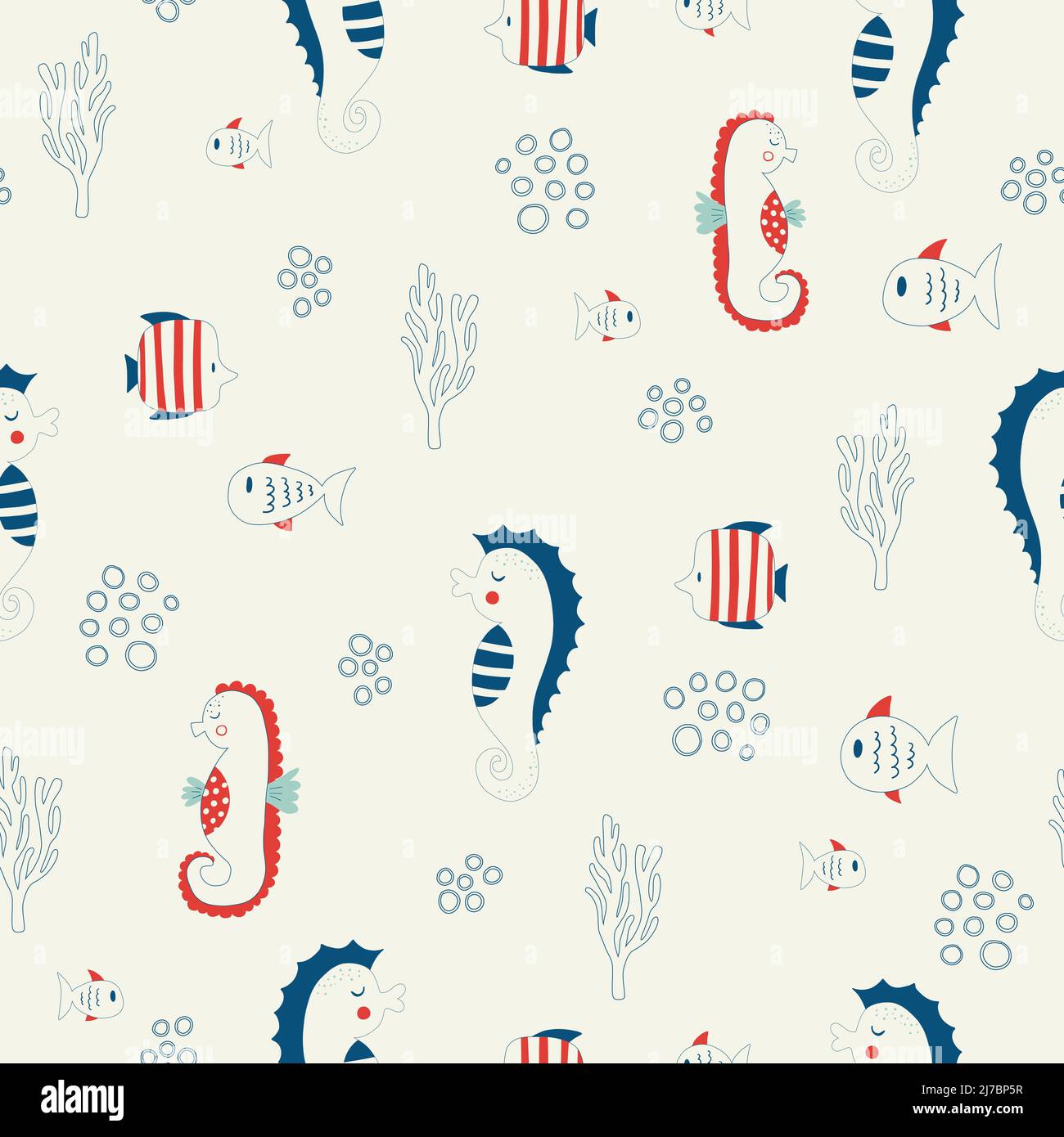 Vector hand drawn colored childish seamless repeating simple flat ...