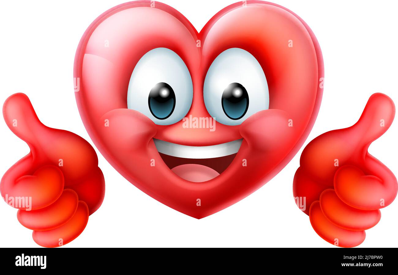 Heart Emoticon Happy Cartoon Mascot Character Stock Vector