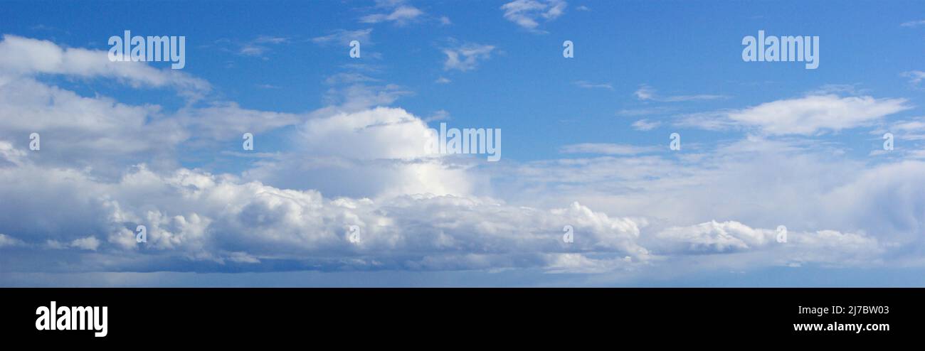 Panorama of the blue sky with white clouds Stock Photo - Alamy