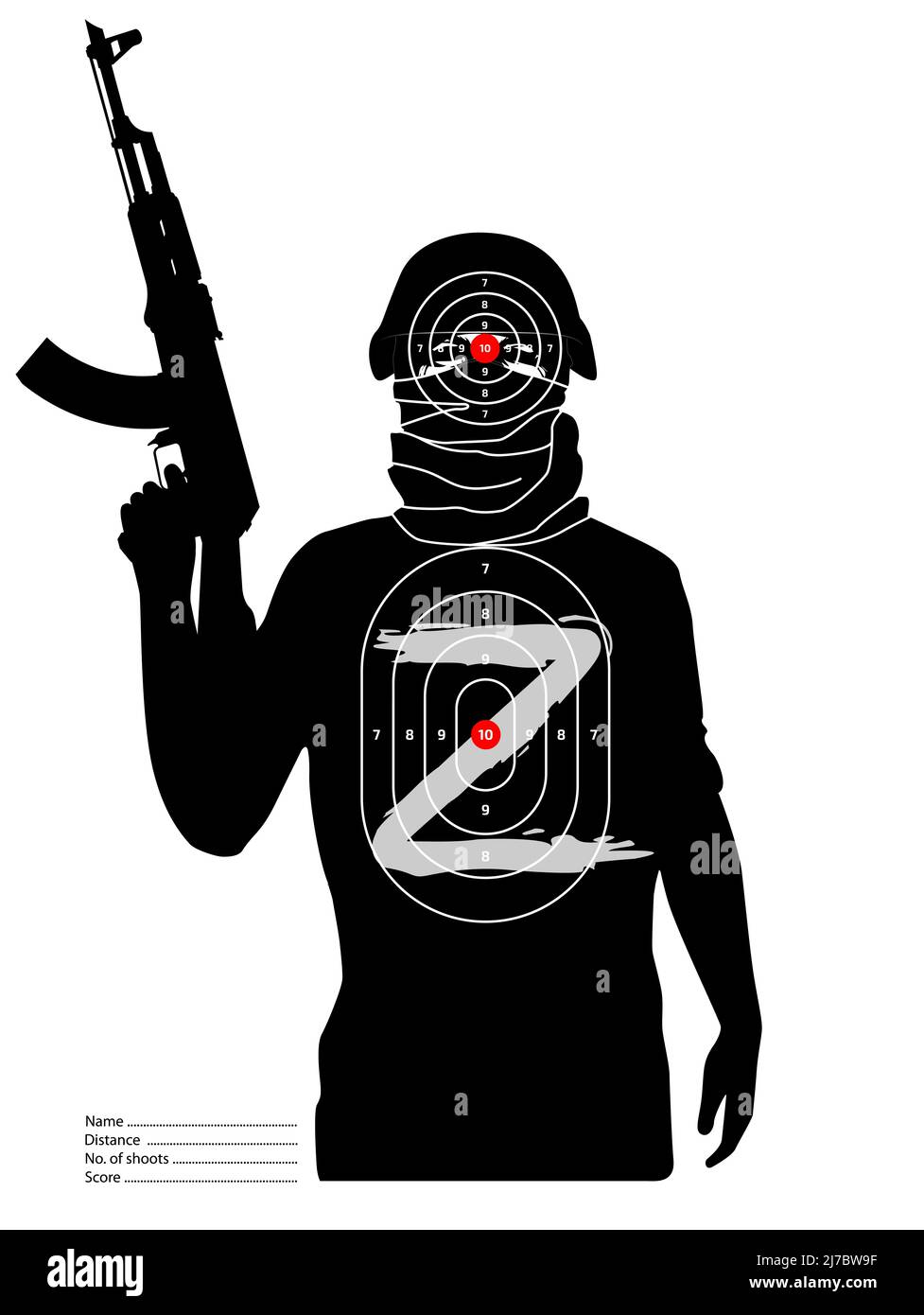 Shooting range target - soldier with Z symbol - war of Ukraine Stock Photo