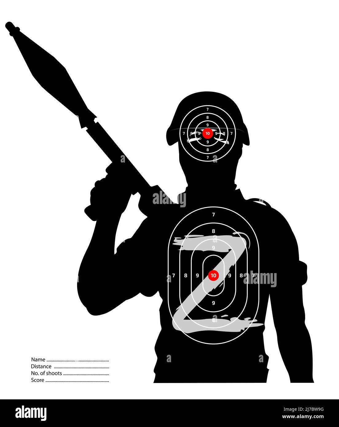 Shooting range target - soldier with Z symbol - war of Ukraine Stock Photo