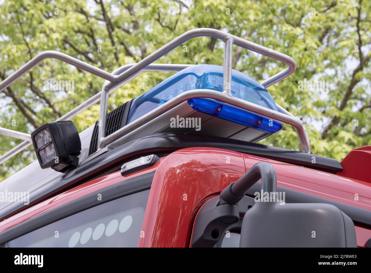 View into a fire department equipment trolley Stock Photo Alamy
