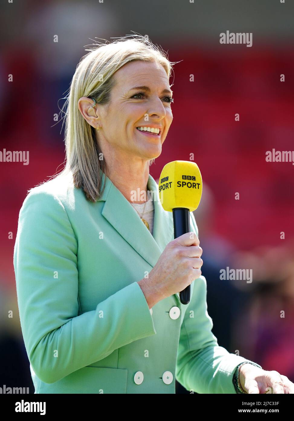 BBC Sport presenter Gabby Logan before the Barclays FA Women's Super