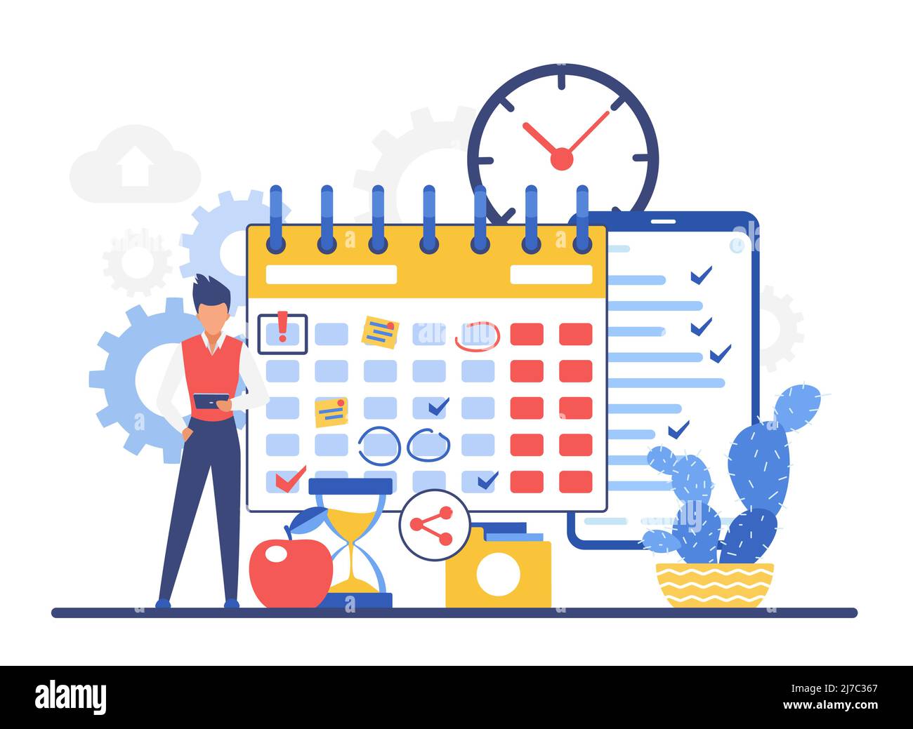 Calendar planning timesheet schedule program. Effective time management 