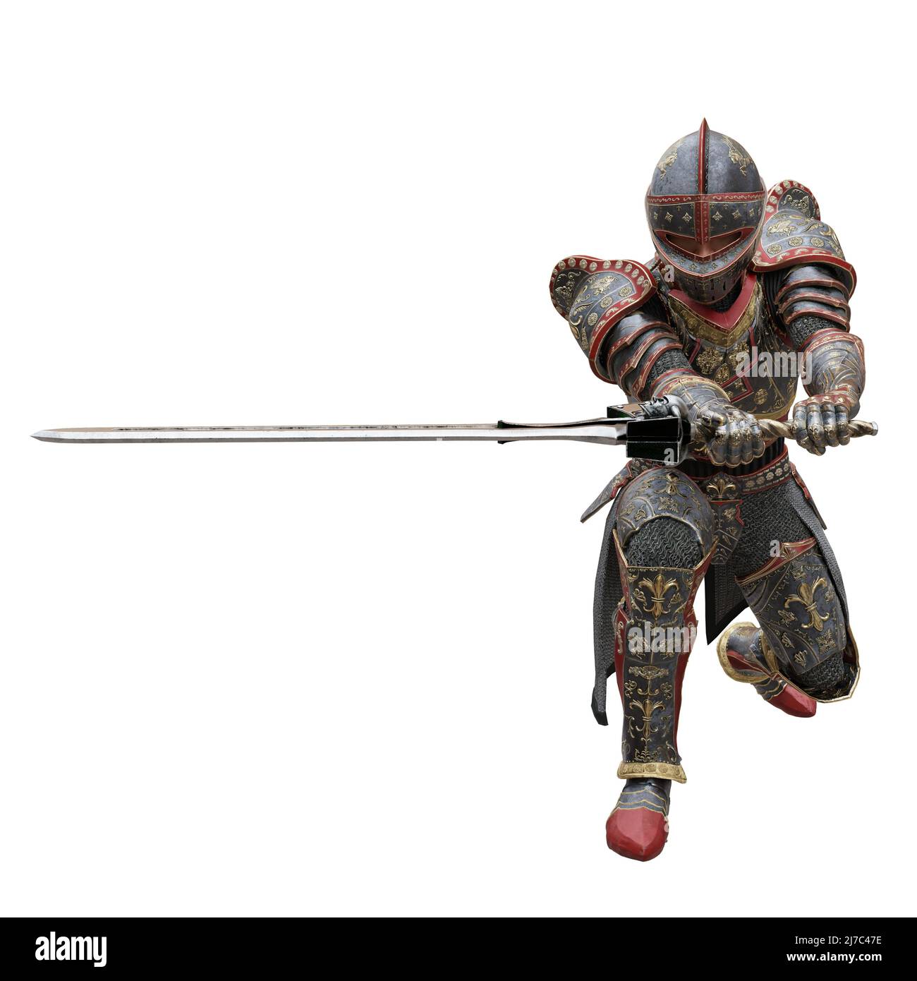 3D illustration medieval knight in armor isolated white background Stock  Photo - Alamy