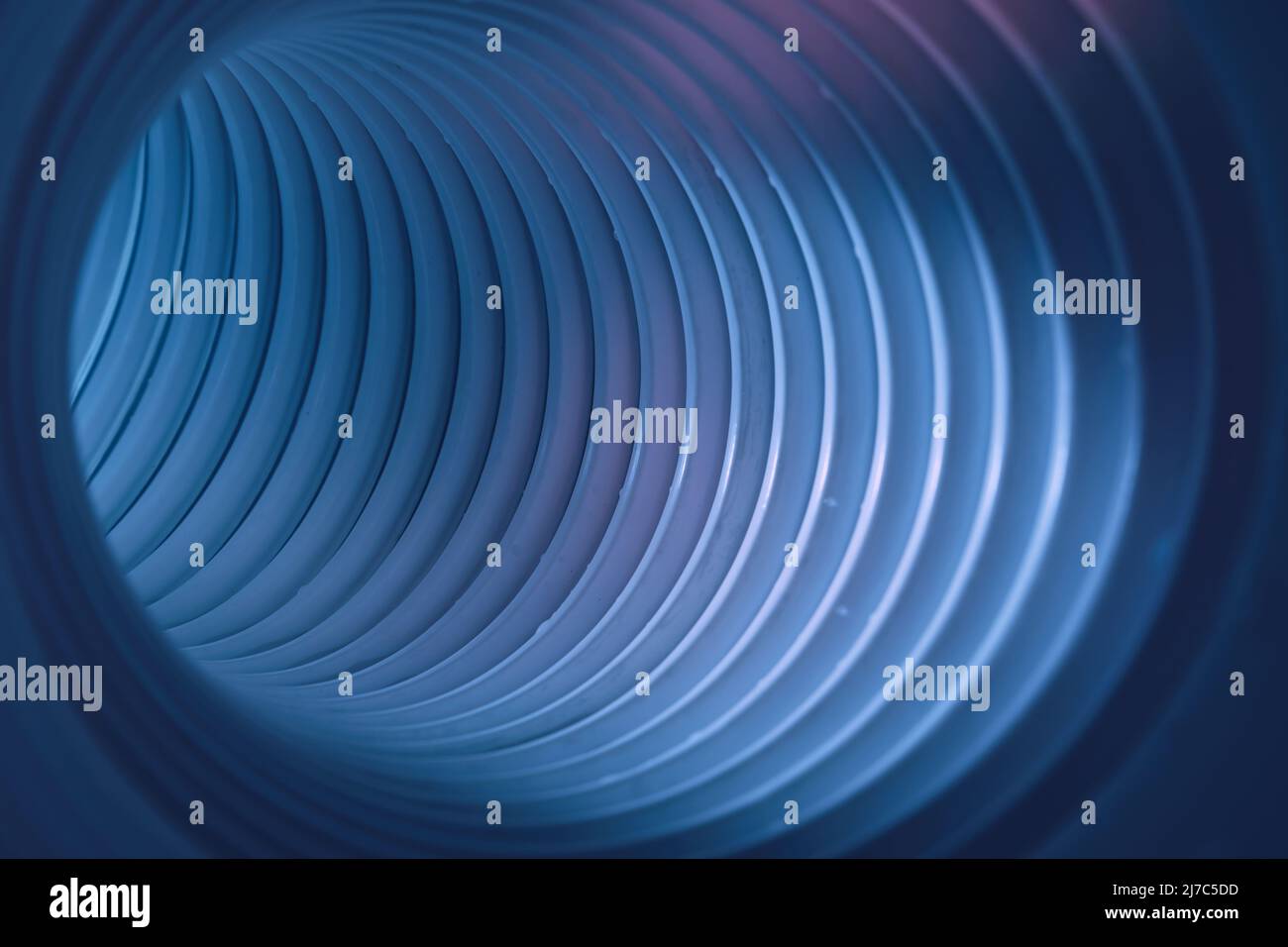 Beautiful round abstract blue tunnel with color light on a background ...